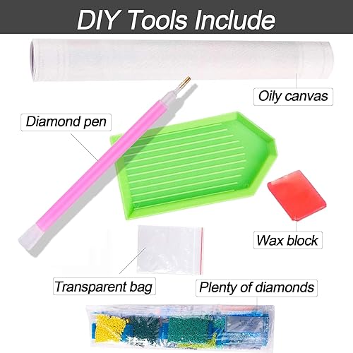 Miniatura 6 de Jungobiu Kits de pintura de diamante 5D lavanda, DIY diamante arte paisaje kits de pintura con diamantes completos taladro redondo cristal