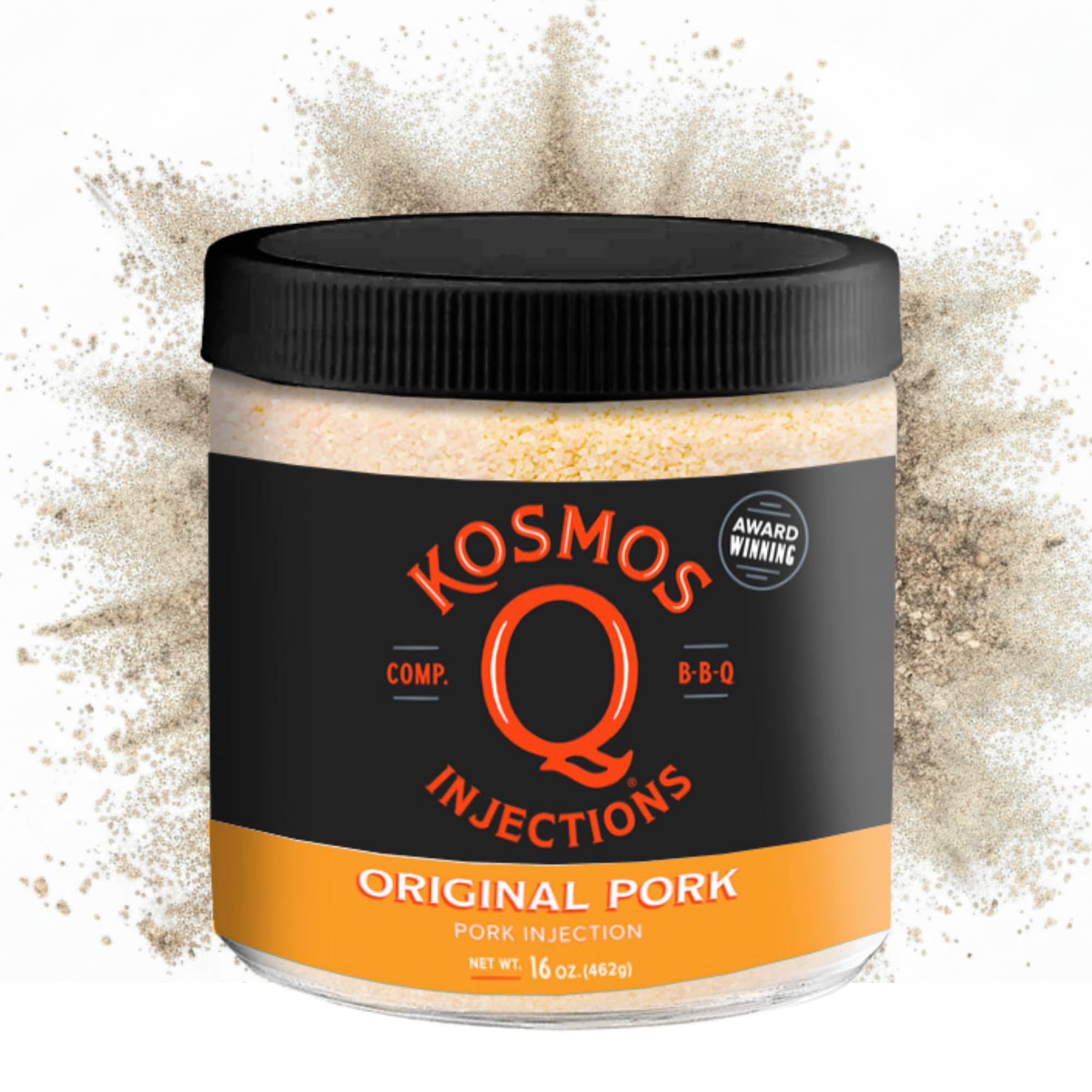 - Kosmos Q Original BBQ Pork Injection, Meat Marinade for Pulled Pork, Chops, Ribs, Tenderloin & Brisket, Enhance Flavor & Juiciness, Award-Winning BBQ Seasoning for Moist & Tender Barbecue, 16 Oz Jar