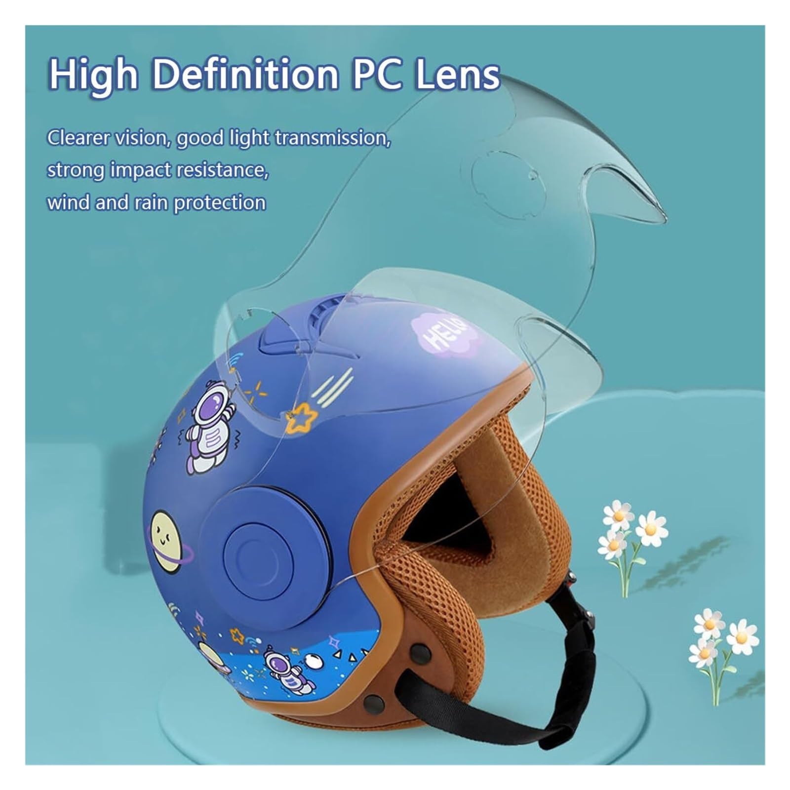 Casque De Scooter Mignon 3/4 Avec Visière, Casque De Kart, De