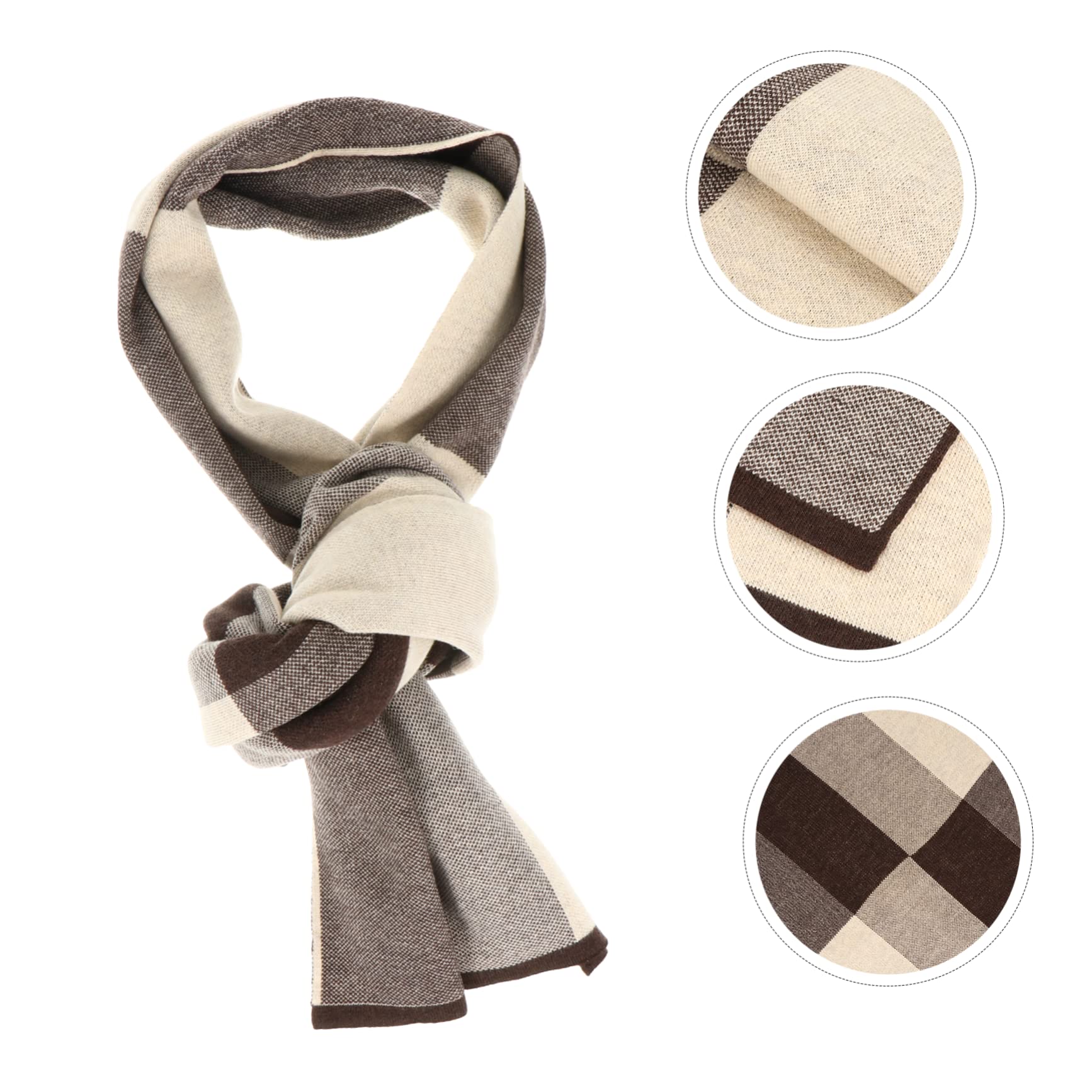 FOMIYES 1Pc Men Wool Plaid Pattern Scarf Comfortable Warm Knitted Neckerchief for Autumn Winter Stylish Chunky Design for Everyday Use