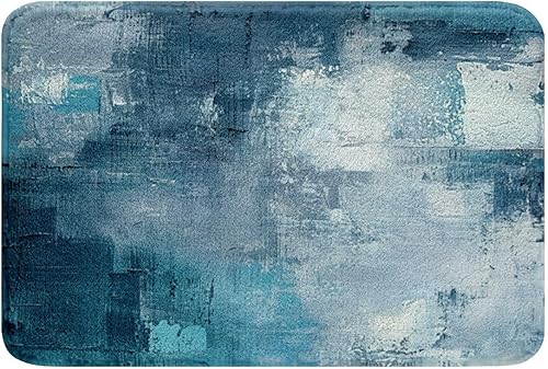 Erosebridal Alfombra de ducha estilo grunge azul marino, alfombra de baño de acuarela blanca, degradado, antideslizante, de 20 x 32 pulgadas, teñido