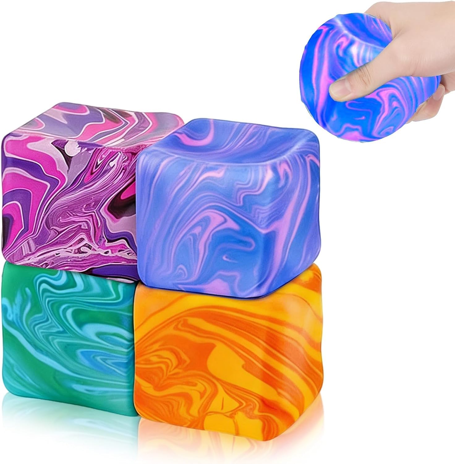 Viilich 4pcs Squishy Stress Balls, Fidget Toys Stress Balls Sugar Ball Fidget Grape Stressball for Kids and Adults Anxiety Relief Special — image 1