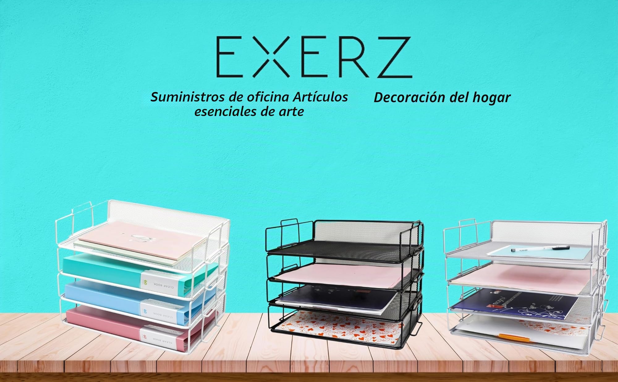 Exerz Clasificador de Papel 4 Niveles Bandejas de Escritorio Apilable Blanco