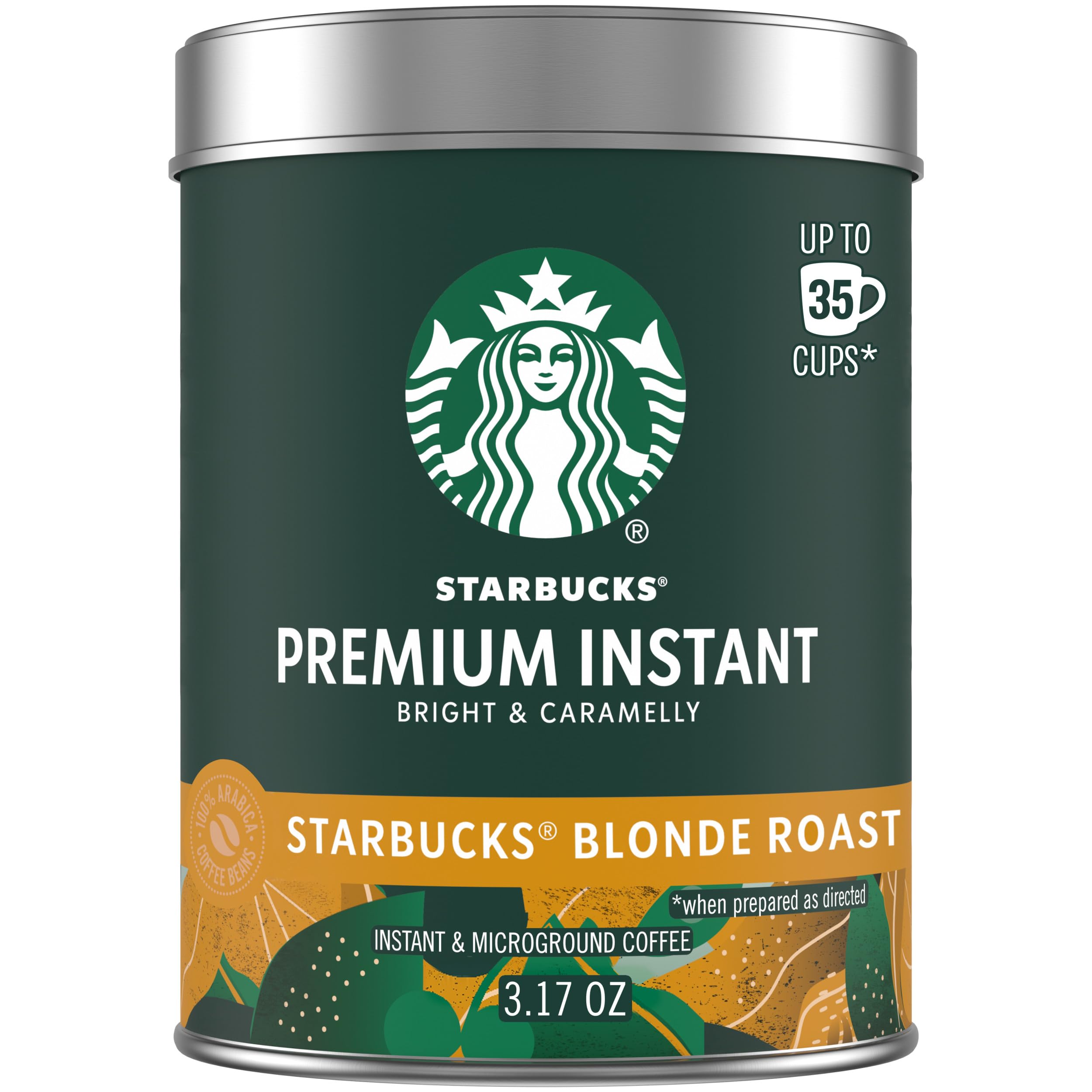 Starbucks Premium Instant Coffee, Starbucks Blonde Roast Coffee, Arabica Beans, 3.17 oz