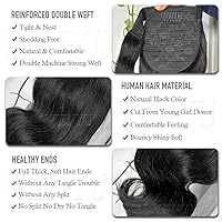 Vista 5 de WENYU Extensión de cabello humano ondulado para mujeres negras, con pasta mágica envolvente, cola de caballo para mujeres negras, extensiones