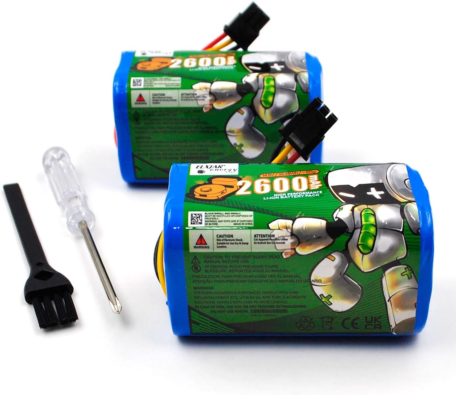 (2-Pack) 14.8V 2600mAh Li-ion Battery Compatible for Qihoo 360 S5 S7 S7 Pro T90 X9 LIFERO RX9 LiDAR Robot Vacuum Cleaner