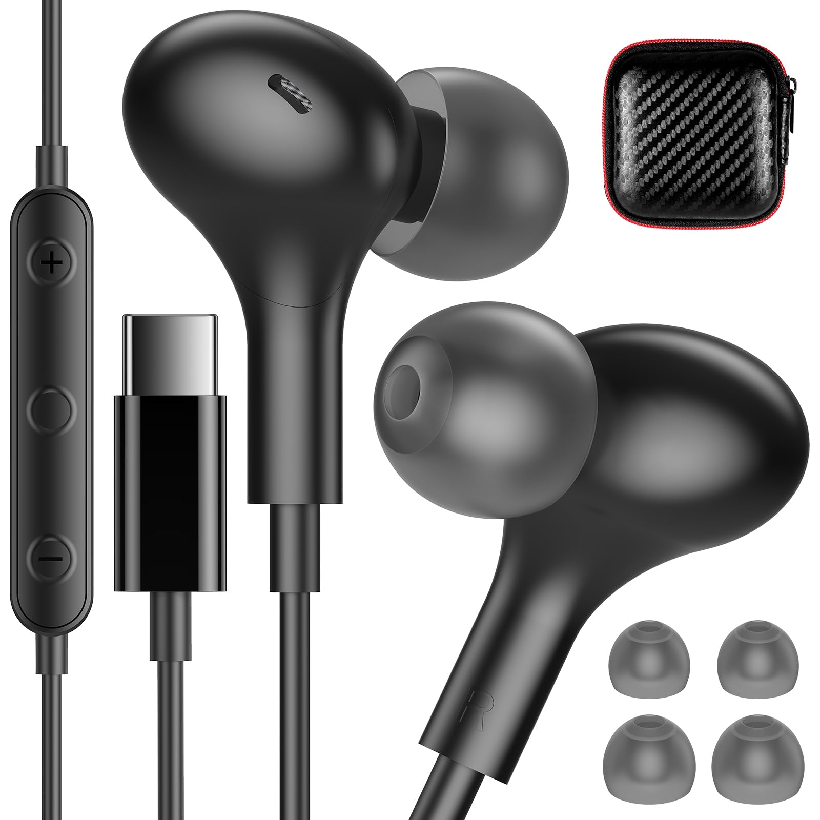 iMangoo for iPhone Headphones Wired USB C Earbuds for Apple iPhone 17 Pro Max Air 16 Plus 15 16e, Small Ear Bud Corded USBC Earphones Type C for