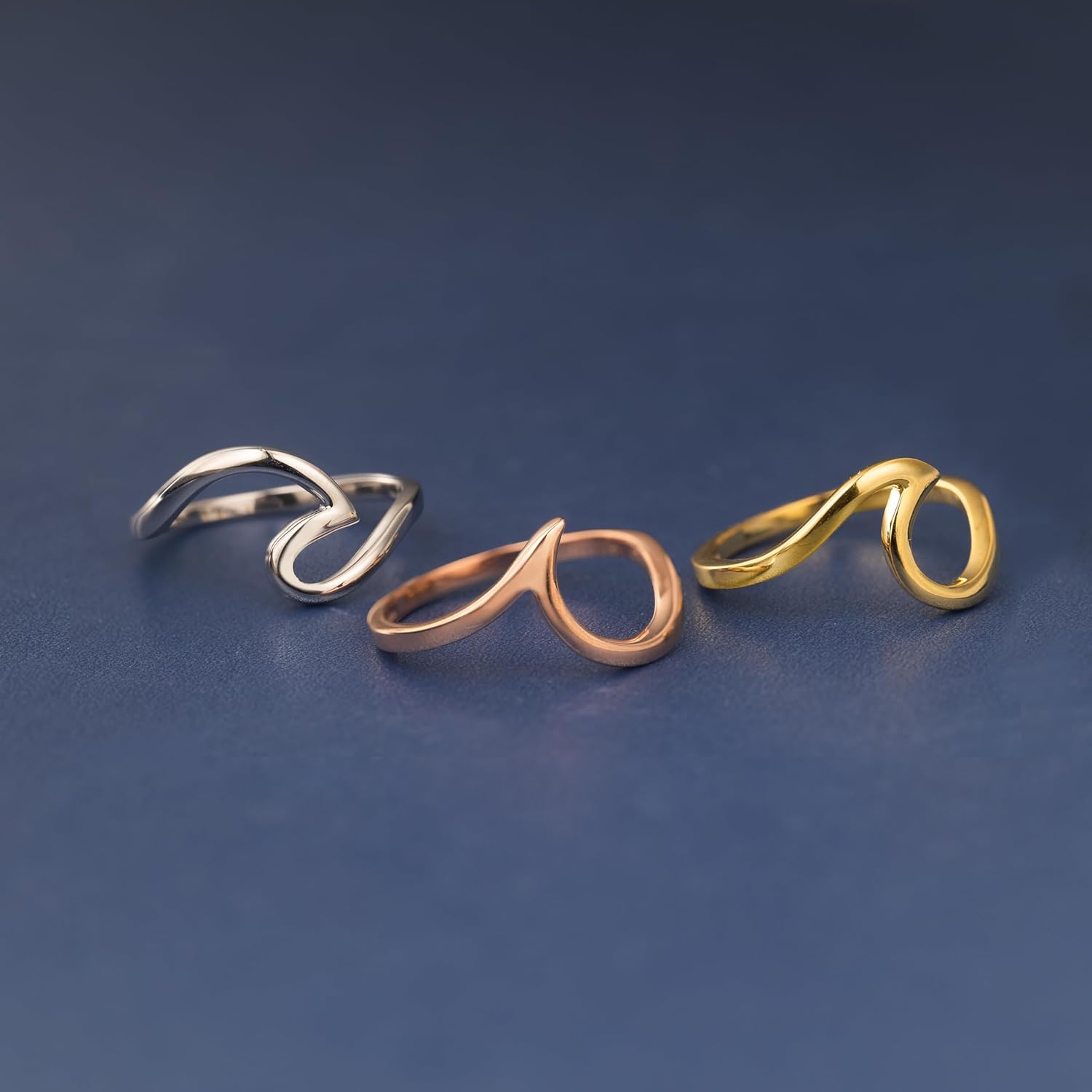 925 Sterling Silver Hawaiian Heirloom Trinity Wave Puzzle Ring Stackable Wedding Engagement Promise Eternity Band, Nickel Free Hypoallergenic for Sensitive Skin, with Gift Box