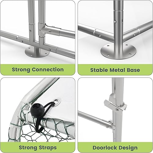 Miniatura 2 de Gallinero de metal grande, gallinero en forma de cúpula con doble puerta, gallinero con cubierta impermeable y anti-UV, corral grande para pollo