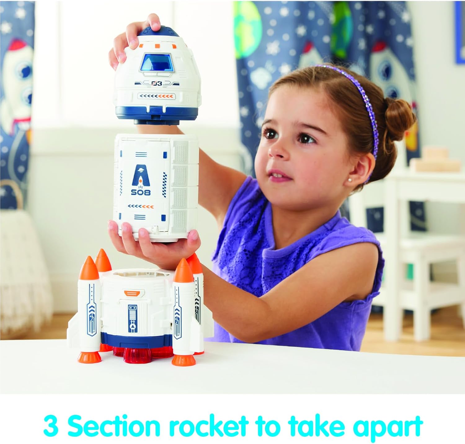 Kidoozie Interstellar Rocket Adventure – 3-Section Rocket with Astronauts, Space Sled & Accessories – Ages 3 Years+