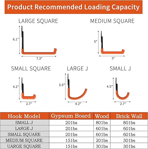 Miniatura 4 de NETWAL Ganchos de garaje, paquete de 10 unidades, organizador de almacenamiento, gancho de acero de montaje en pared doble resistente para organizar