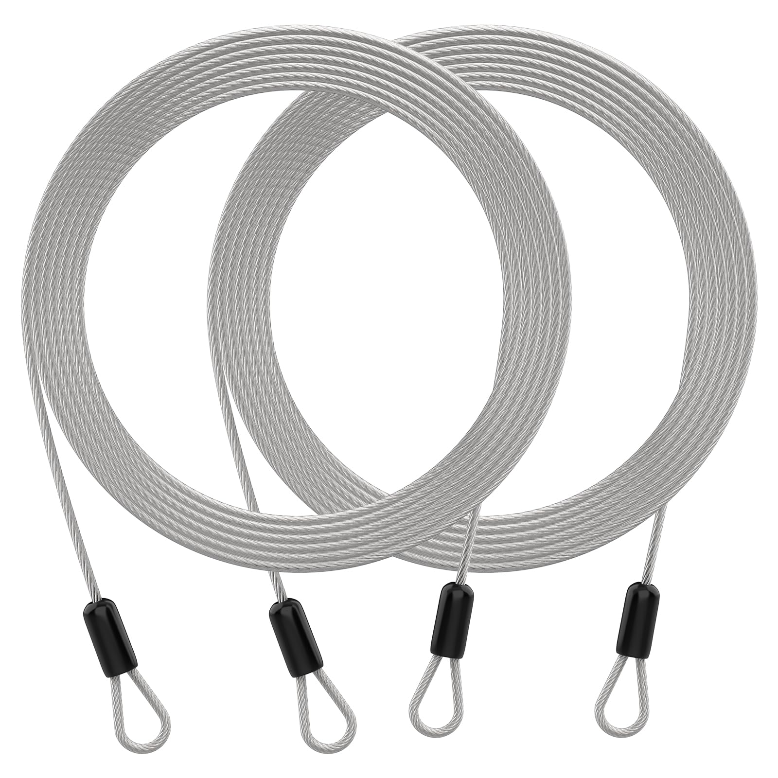 Kabel zabezpieczający ze stali nierdzewnej 3 mm, linka bezpieczeństwa do bagażu, linka zabezpieczająca z podwójną pętlą, do podróży na świeżym powietrzu (2 sztuki)