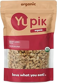 Yupik Organic Raw Cashew Pieces, 2.2 lb (35.2 oz), Gluten-Free, Kosher, Non-GMO, Vegan, Chopped Nuts, Unsalted, Unroasted, Oil-Free, Crunchy Cashews, Ideal for Baking & Cooking