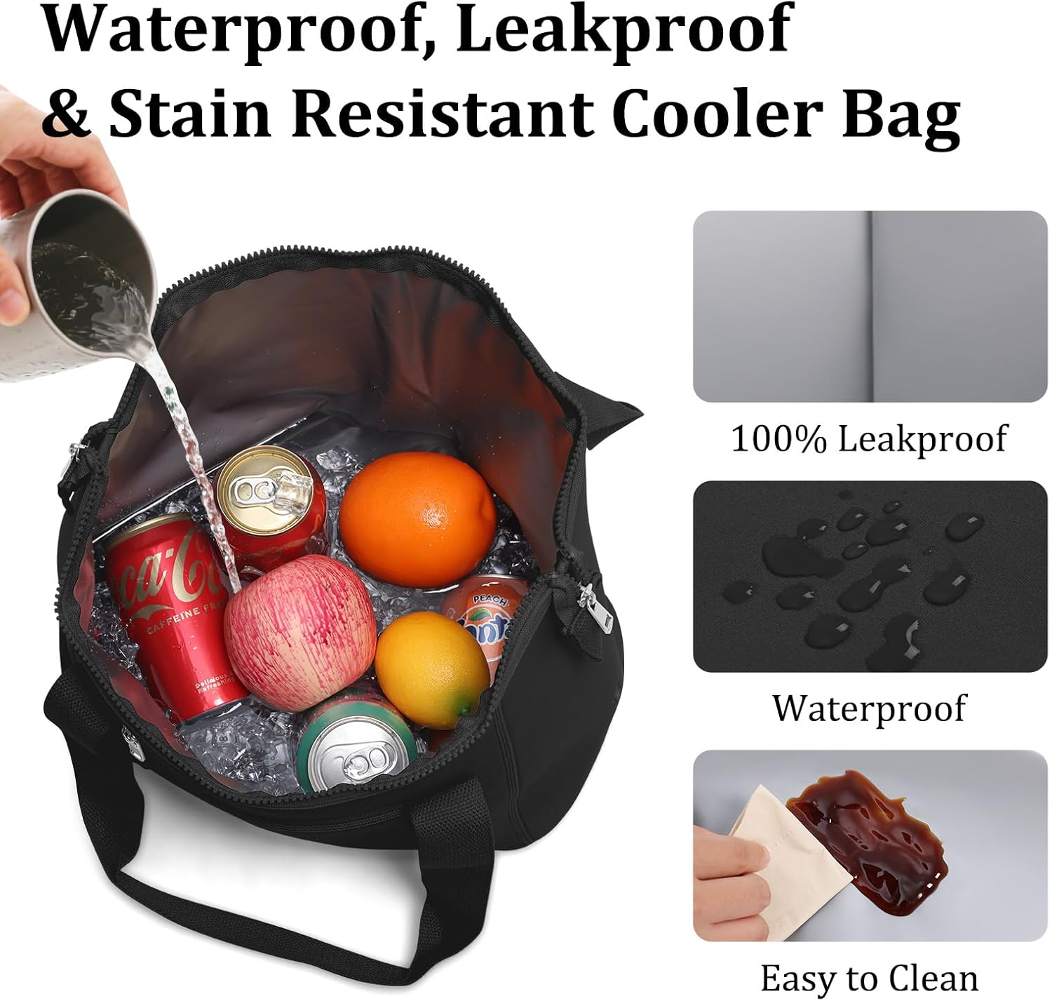 MEXS Neoprene Lunch Bag For Women Men, 15L Large Leakproof Insulated Lunch Box Bag, Machine Washable Lunch Bags, Tear-Resistant, Stain-Resistant, Reusable Lunch Tote for School/Work/Travel - Image 5