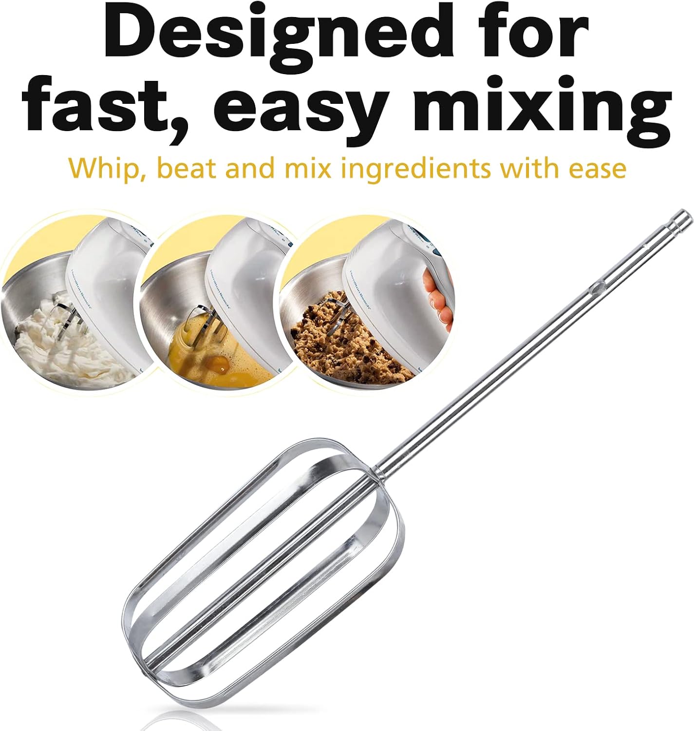 2Pcs stainless steel Hand Mixer Beaters Attachments for Hamilton Beach | 7.75 inches Compatible Beaters for Hamilton Beach Hand Mixers, High-strength Stainless Steel Hand Whisk for Baking