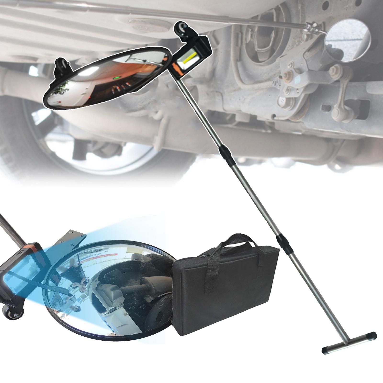 Espejo De Inspección Telescópico Con Luz Led Y Pulley-Debaje De Espejo De Vehículo-Longitud Ajustable &300/400Mm Espejo Convexo, Para La Mecánica, Controles De Menos Del Coche Y Área Difícil De Alcanz