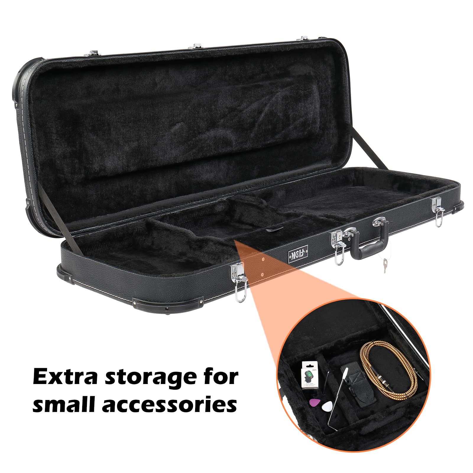 Black Electric Guitar Bags Cases, Electric Guitars Square PU Hard Case Hard-Shell Protective Carrying Case, Electric Guitars Hard-Shell Protective Carrying Case Fits ST TL Burning fire 170 - Black