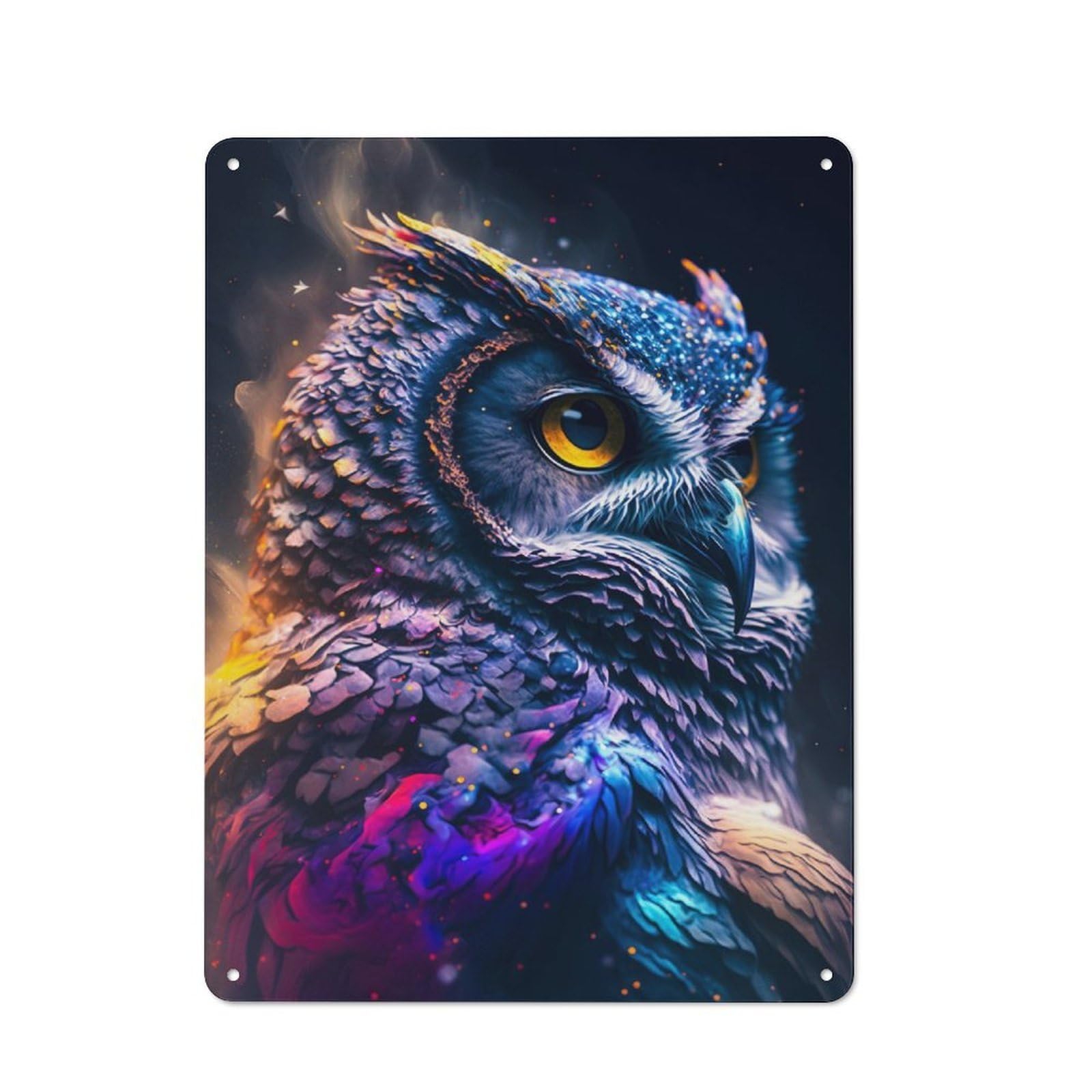 Rustic Vintage Metal Sign 40x30cm Featuring Fantastic Owl, Home Bar Decor for Cafe, Pub, Workshop Or Home Bar