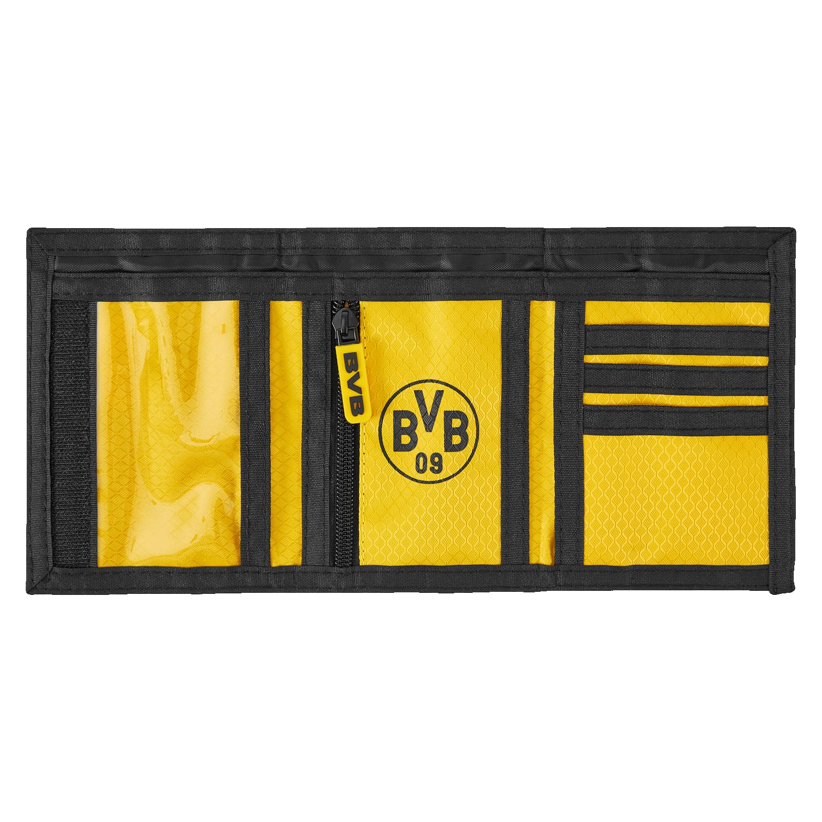 Portafoglio Borussia Dortmund BVB Con Chiusura A Strappo - Design A Rete Giallo-nero, 14x10 Cm Portafoglio Borussia Dortmund BVB Con Chiusura A Strappo - Design A Rete Giallo-nero, 14x10 Cm