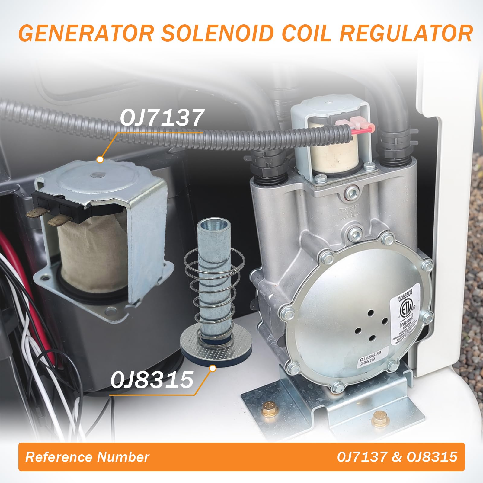 Solénoïde d'arrêt 0J7137 de rechange pour Generac, avec piston à ressort 0J8315A 12 V CC