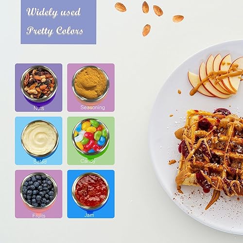 Miniatura 2 de Recipiente para aderezo de ensalada, recipientes pequeños para condimentos con tapas, a prueba de fugas, tazas de salsa de acero inoxidable,