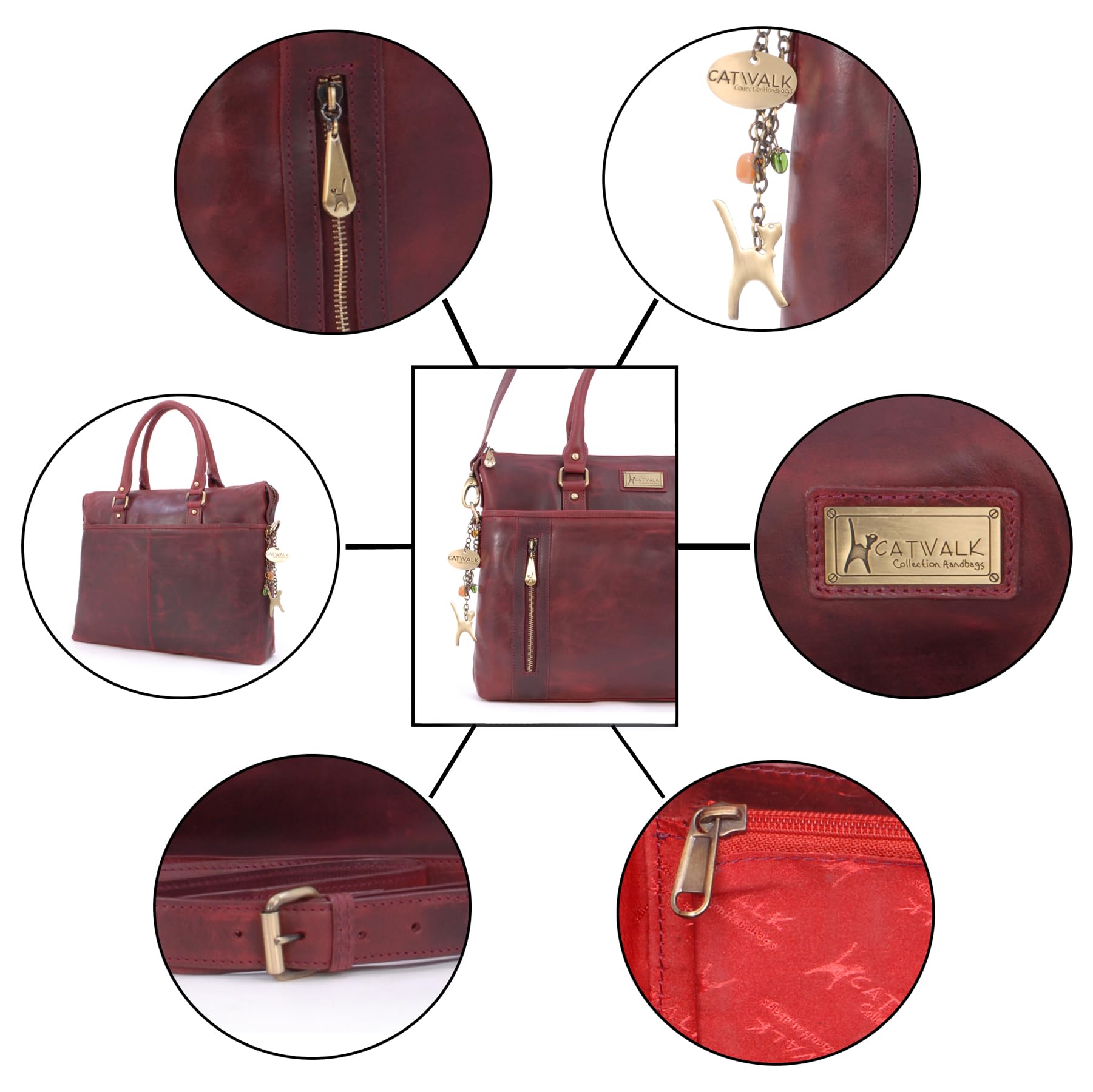 Catwalk Collection Handbags - Grande Borsa Tote in Vera Pelle - Borsa a Tracolla per PC - Valigetta 24 Ore Donna - Cartella da Lavoro - Adele