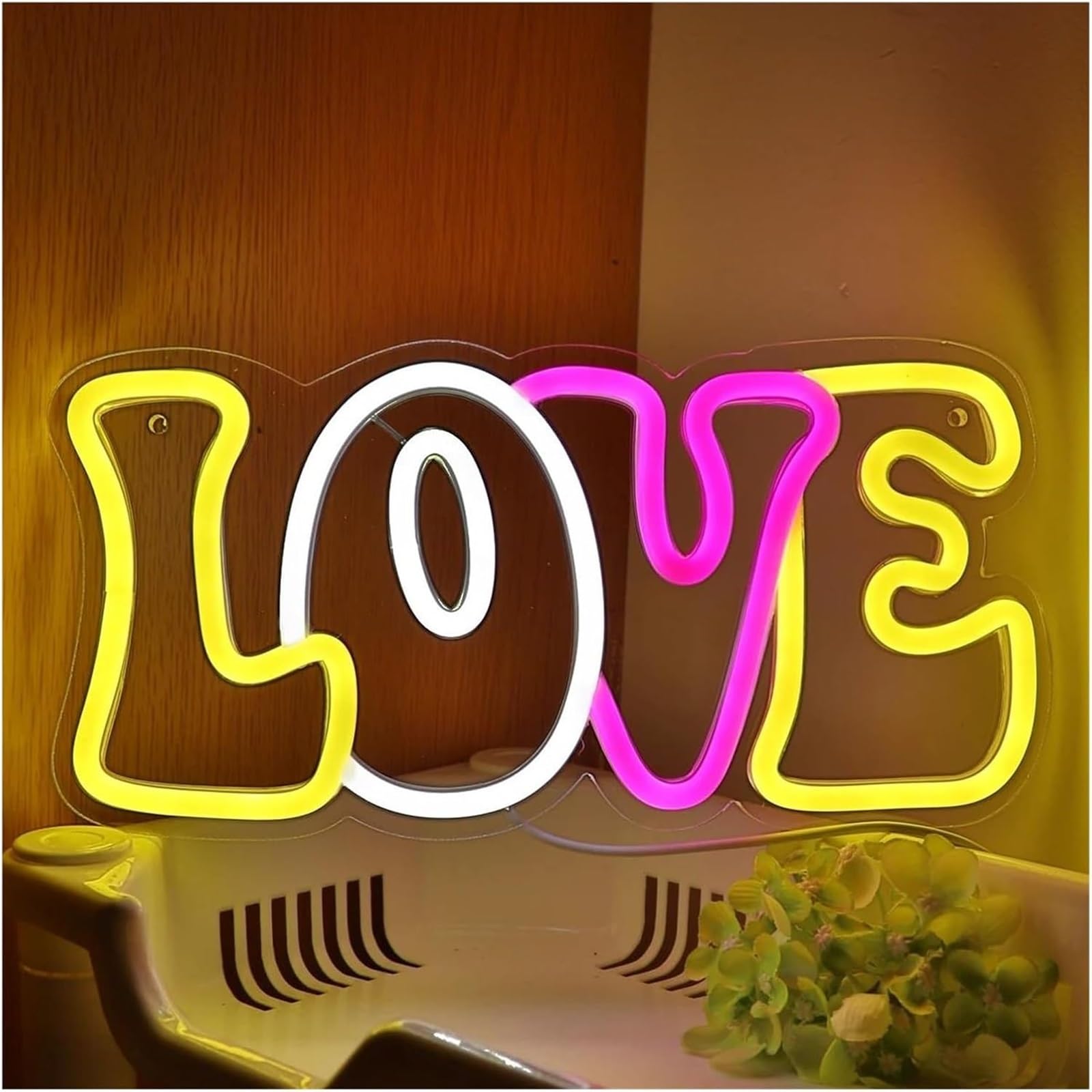 Insegna luminosa al per neon con scritta "Love" alimentata tramite, per la casa, per stanza, le feste, i matrimoni, galleria, 28×13,8 cm