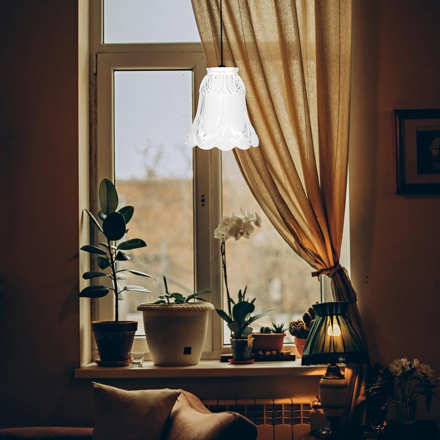 Healifty 4Pcs Frosted Glass Lampshade Replacement Bell Shaped Light Covers for Chandelier Wall Sconce Glass Fixture Shades for Home Hotel Restaurant Lighting Decor