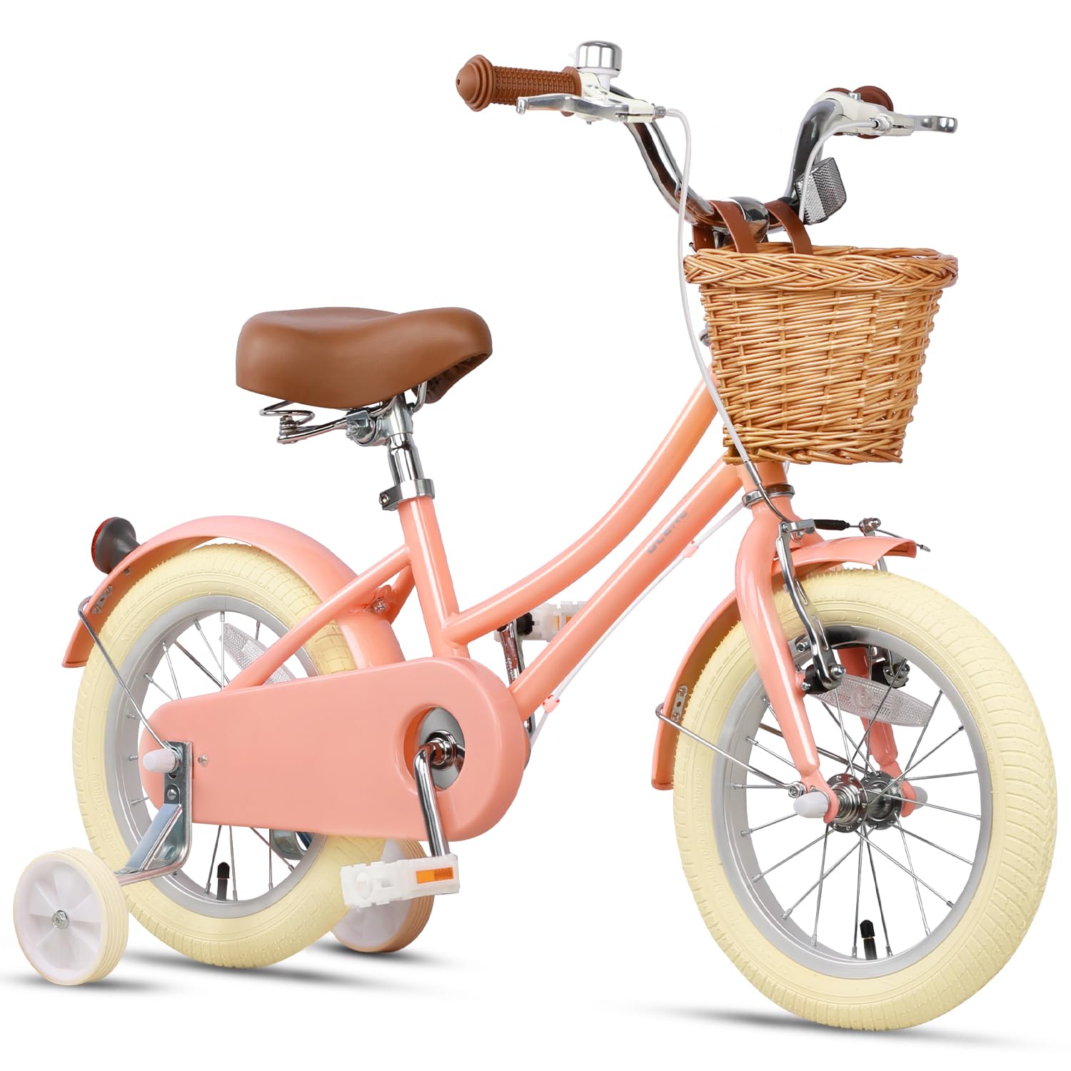 Glerc Little Molly 12-20 Inch Kids Retro Girls Bike for 2-13 Year Old with Wicker Basket & Stabilisers/Kickstand, Multiple Colors
