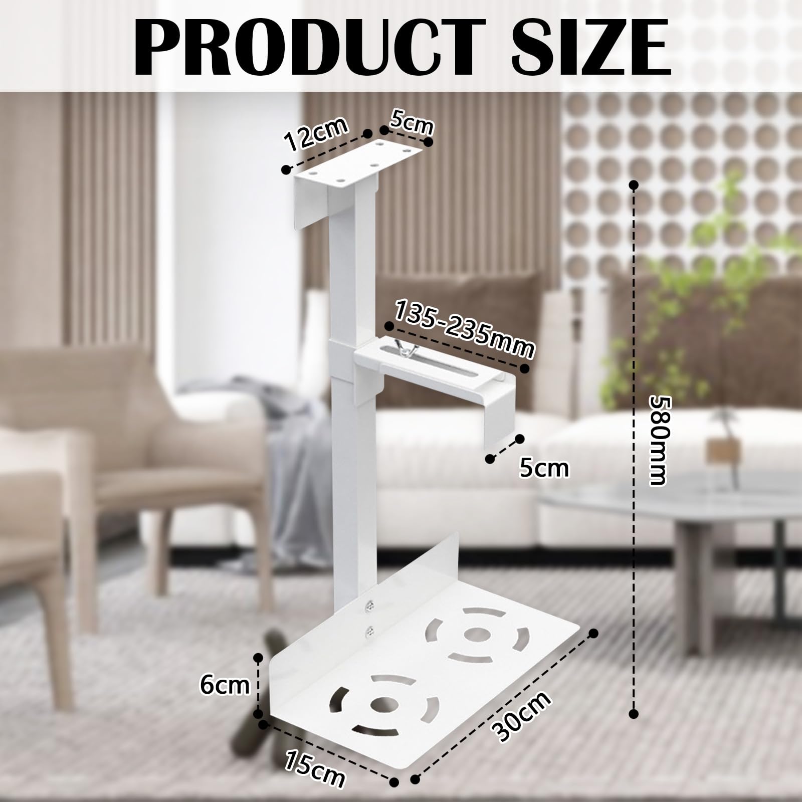 Soporte para Pc Debajo del Escritorio, Soporte para Torre De Pc Soportes para Computadora Colgante Ahorro De Espacio Altura Y Ancho Ajustables Blanco