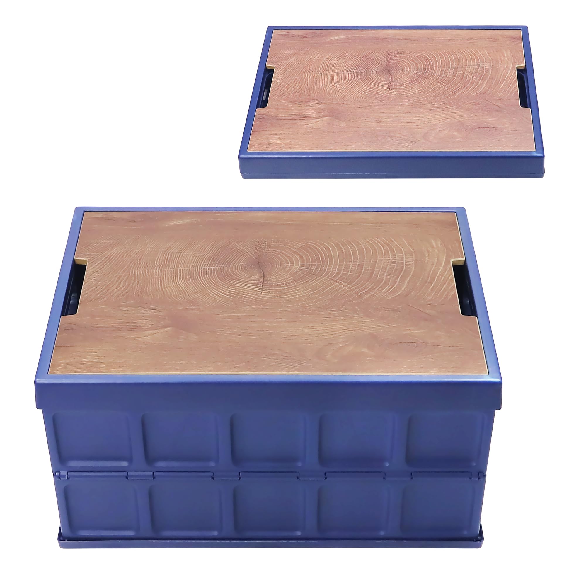 Faltbare Aufbewahrungsbox Mit Holzdeckel – 60 Liter, Klappbar, Für Camping, Büro & Studentenwohnheim