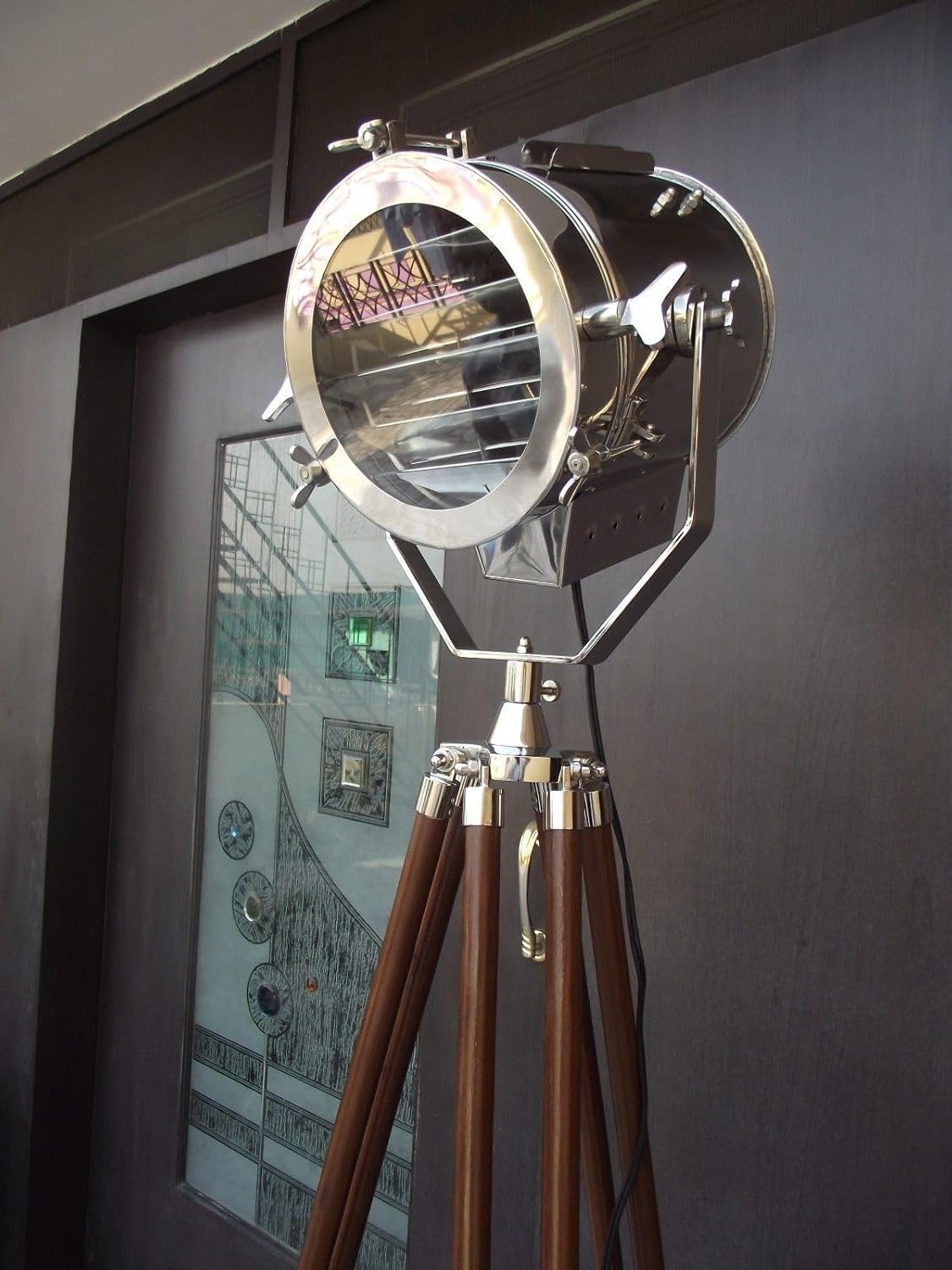 Nautical Industrial Spotlight Tripod Stand Hollywood Floor Tripod