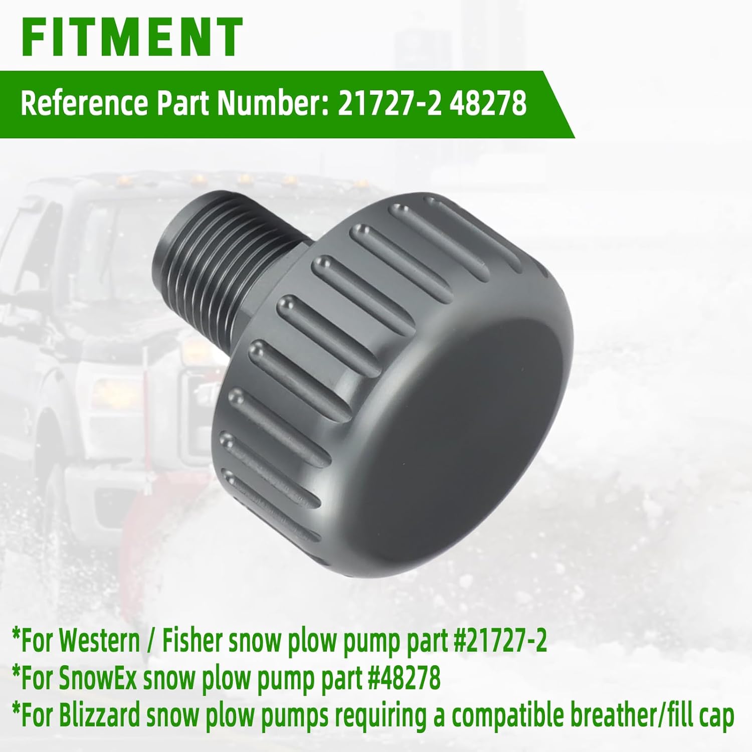 Breather Cap for Western Fisher SnowEx Blizzard Snow Plow Pump - Direct Replacement for 21727-2 & 48278 - Premium Aluminum Hdraulic Reservoir Vent Fill Cap