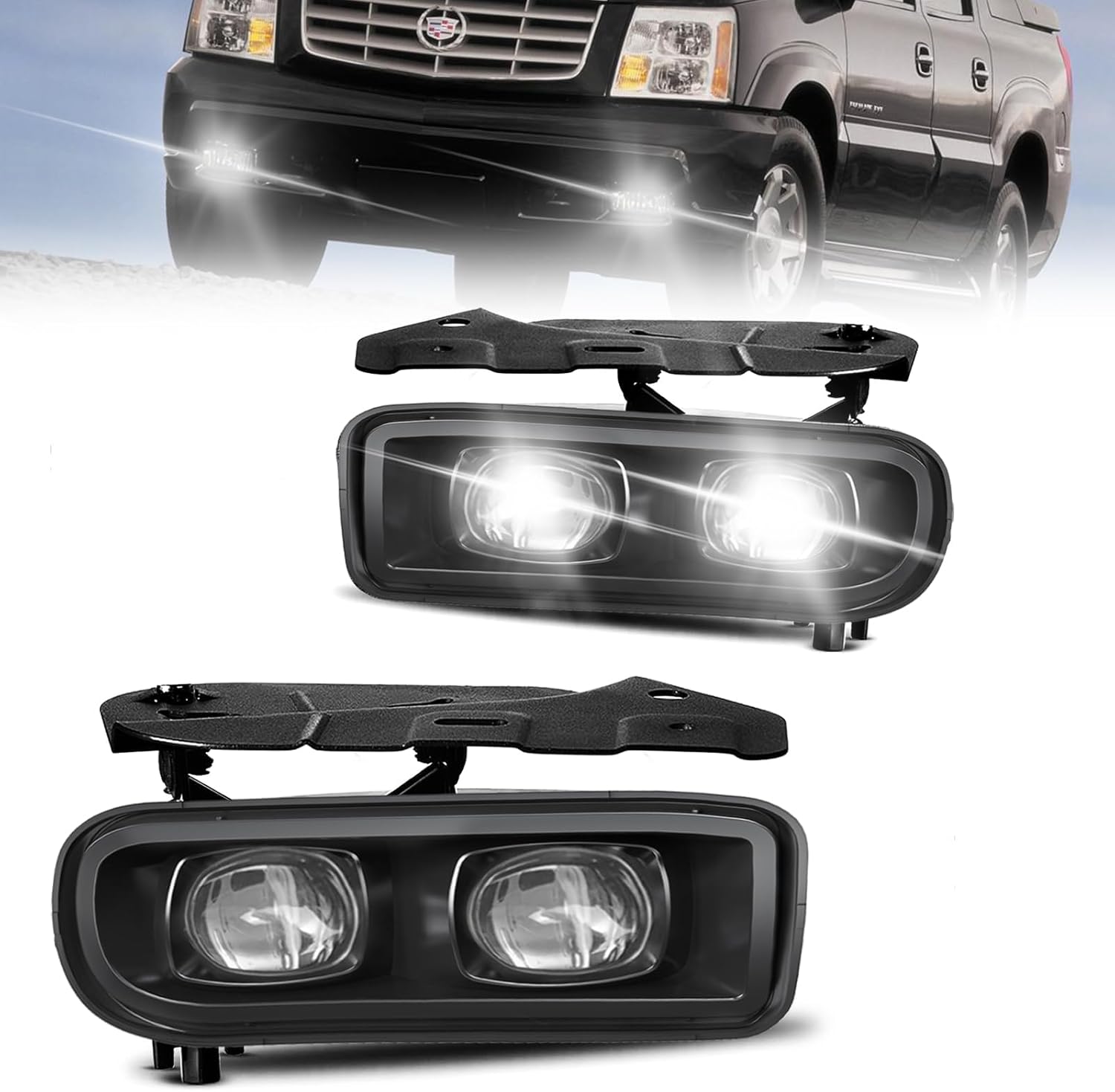 LED Fog Lights Assembly Replacement for [2002 2003 2004 2005 2006] Cadillac Escalade/Escalade EXT/Escalade ESV Driving Fog Lamps