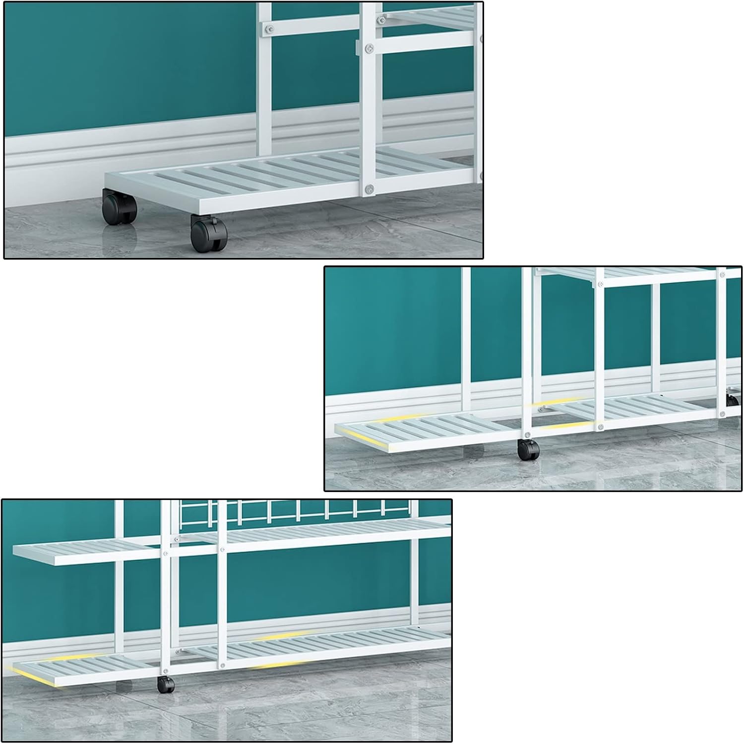 k502r122 ローズガーデン ホワイトアイアンの4段ガーデンラック