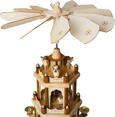 Miniatura 6 de Juego de pirámide de Navidad BRUBAKER de 3 niveles de 18 pulgadas + 20 velas blancas + adhesivo para velas Stick-Um