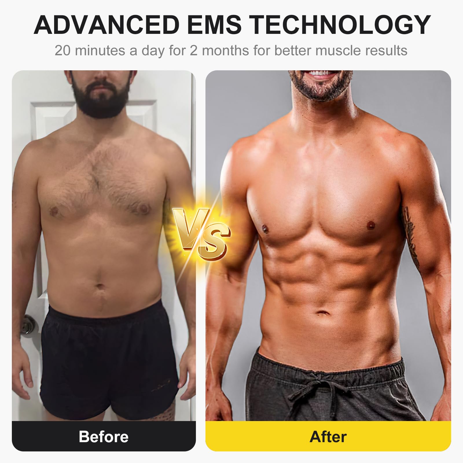 EMS Bauchmuskeltrainer,Bauchmuskeltrainer Elektrisch mit 10 Modi und 30 Intensitäten,USB-Wiederaufladbarer Tragbarer EMS Trainingsgerät, mit Nzeige des Kalorienverbrauchs,für Bauch,Arm,Bein
