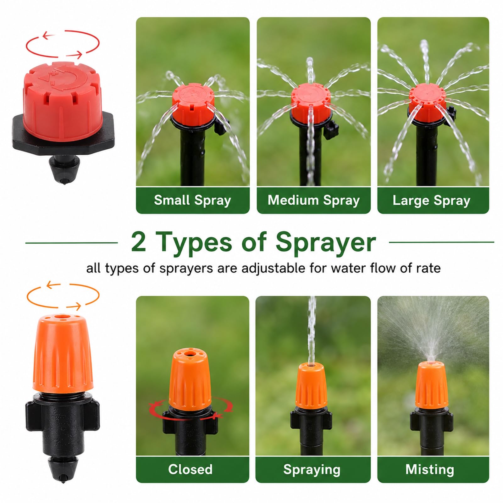 APACALI Kit sistema di irrigazione da 50 m, kit di sistema di irrigazione a goccia da 243 pezzi, con tubi di irrigazione e accessori, sistema di irrigazione da giardino per serre, cortile, prato