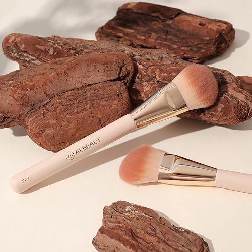 Miniatura 8 de Brocha de base en ángulo para maquillaje líquido en crema, rubor de contorno, bronceador de resaltado, herramienta de maquillaje facial en ángulo