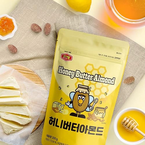 Miniatura 3 de MURGERBON oficial Mantequilla de miel de almendra, dulce con crujiente, alta proteína, bolsa con cremallera resellable, aperitivo para niños,