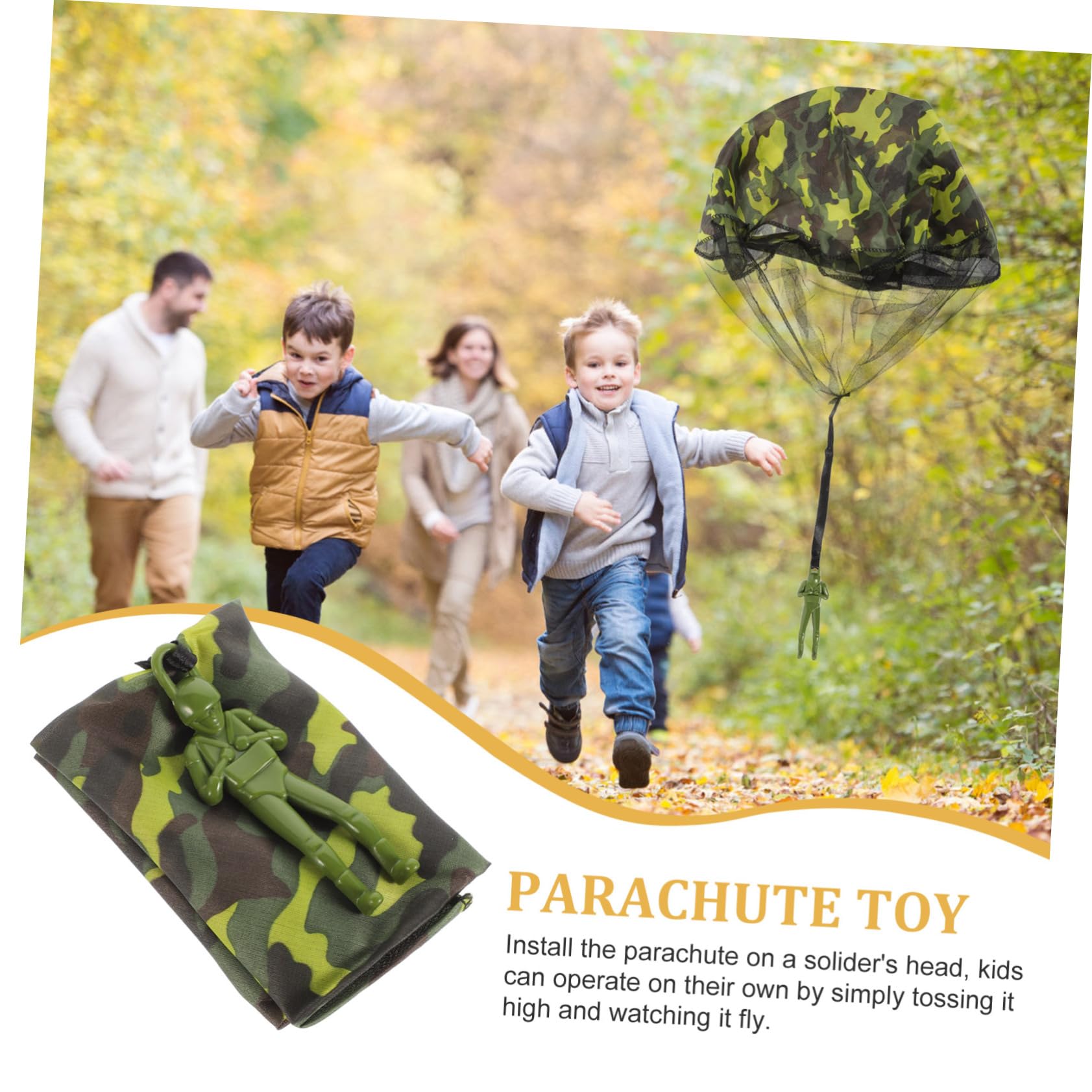 BESTonZON 8 Pièces Parachutes de Simulation Militaire, Jeu Extérieur Plein Air pour Enfant, Parachute Camouflage sans Emballage, Lanceur Manuel Soldat Volant Cadeau Anniversaire