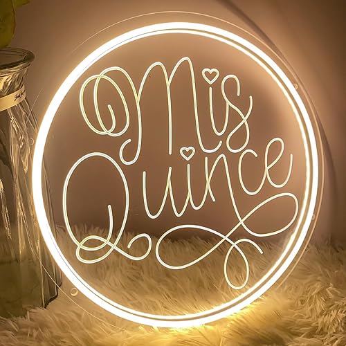 Miniatura 2 de Letrero de neón con texto en inglés "Mis Quince Quince Fifteen" para decoración de pared, diseño tallado en 3D, para interiores, dormitorio, luces