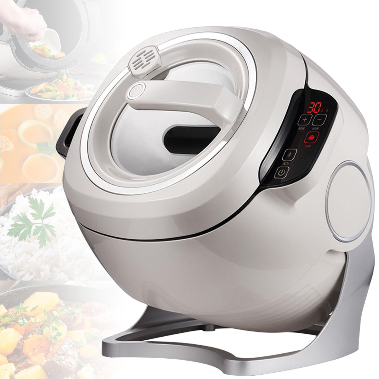 Robot de Cocina Multifunción 2000W 6L - Tambor Giratorio Antiadherente,3 Niveles Potencia,Temporizador 99 Min,3 Modos Wok Eléctrico para Saltear/Estofar/Sopas sin Esfuerzo‌
