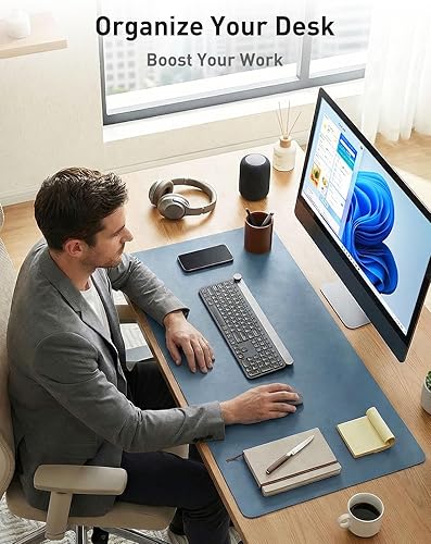 Miniatura 357 de Aothia Tapete protector de escritorio, alfombrilla para mouse, antideslizante, impermeable, de piel sintética, secante de escritorio, para Verde