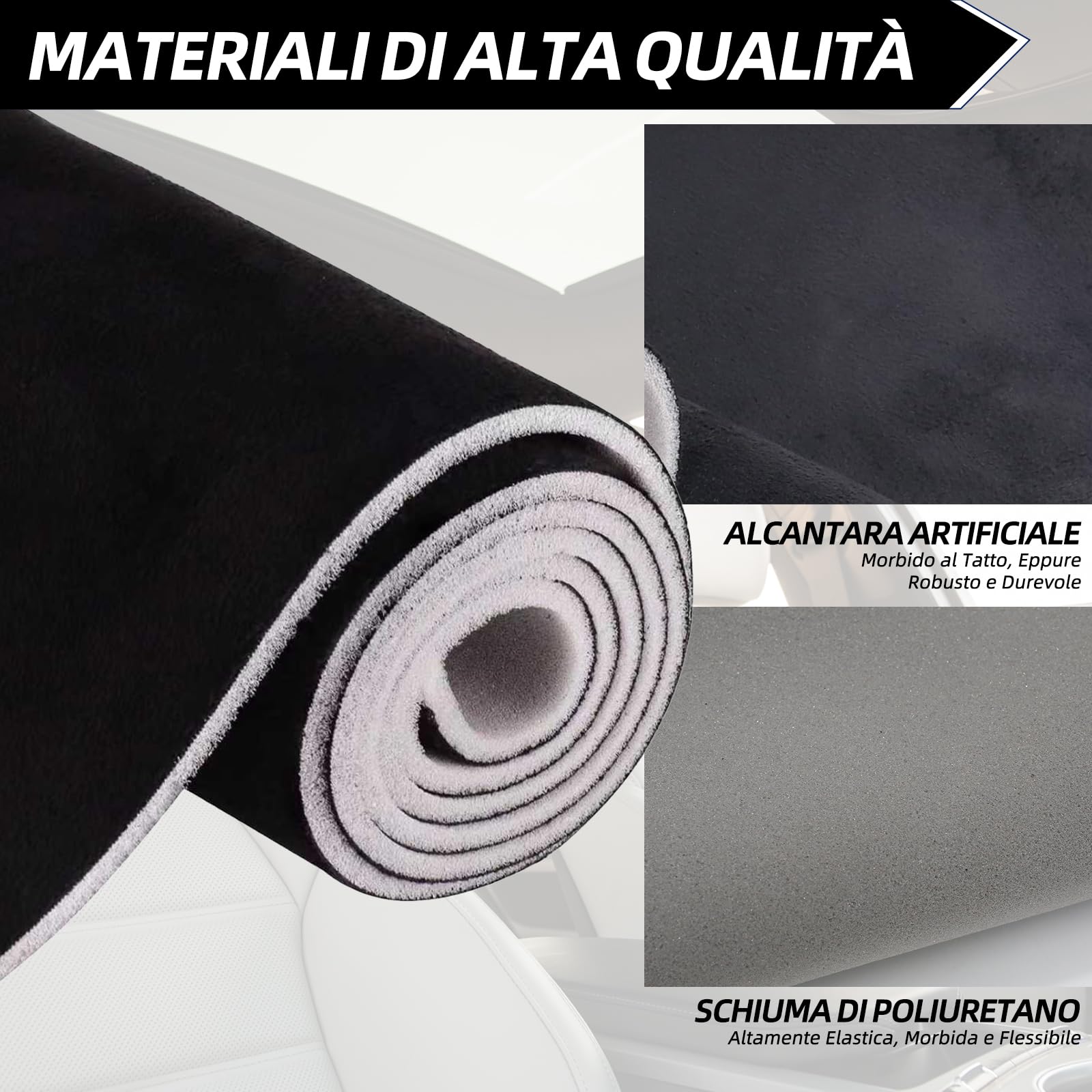 Tettoia in camoscio con dorso in schiuma per interni dell'auto, adatto per la sostituzione di cieli auto, camper, campervan e progetti fai da te (200,7 x 152,4 cm) (nero)