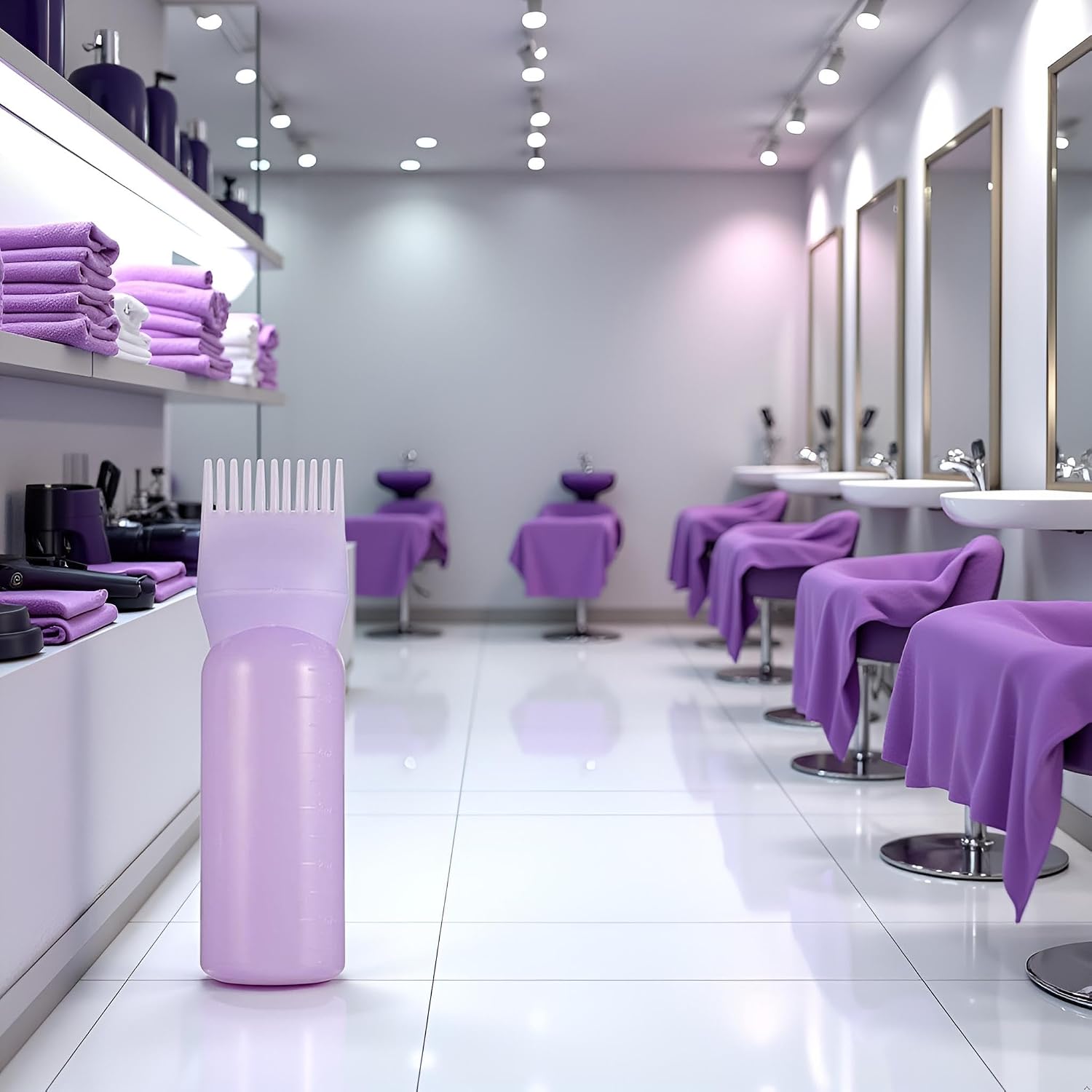 Purple Root Comb Applicator Bottle,Hair Dye Applicator Brush Bottles,Dyeing Shampoo Bottle,Hair Coloring Styling Tool Hair Color Applicator Bottles