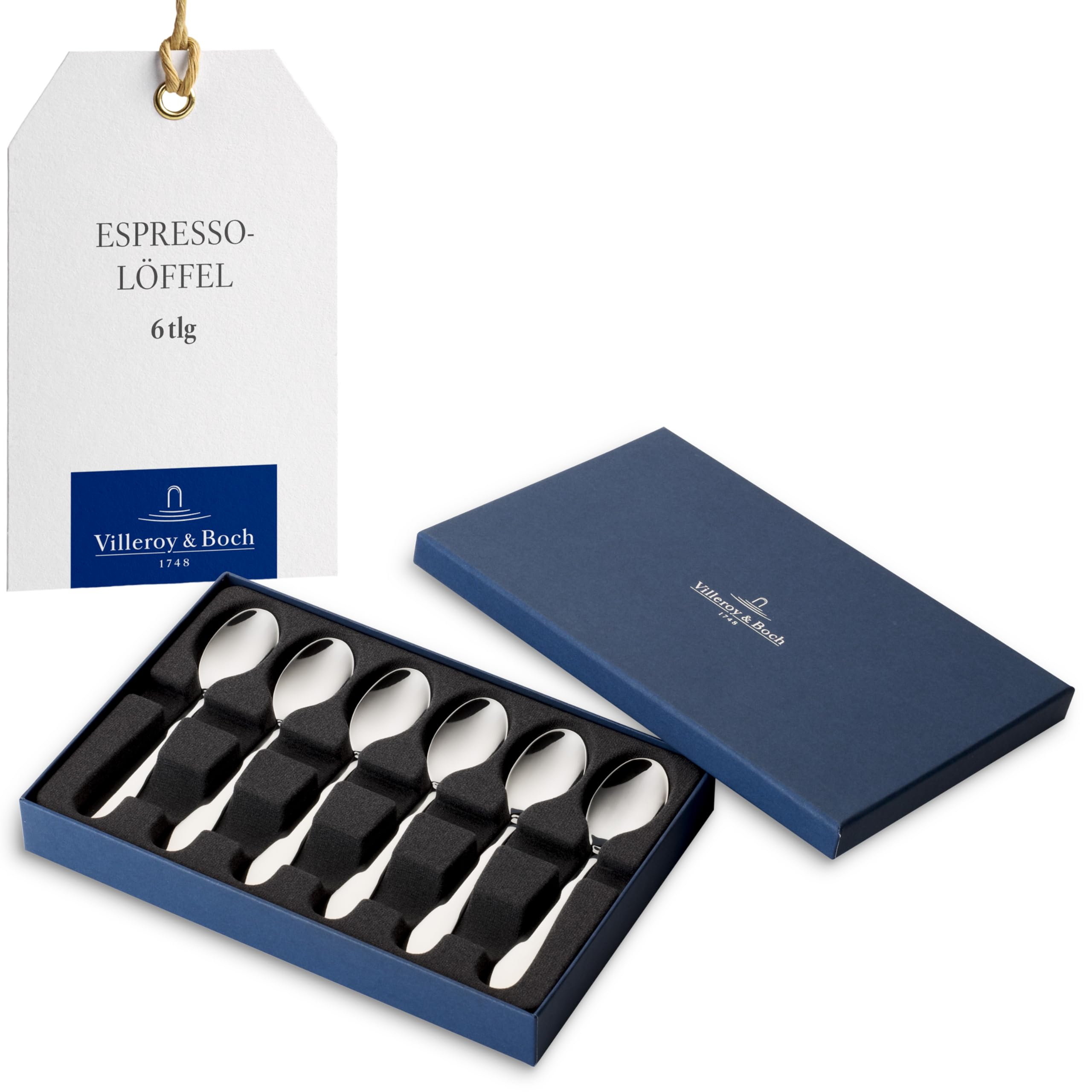 Villeroy und Boch Oscar 6-częściowy zestaw łyżeczek do espresso, stal szlachetna 18/10, 20,5 x 13,5 x 3 cm