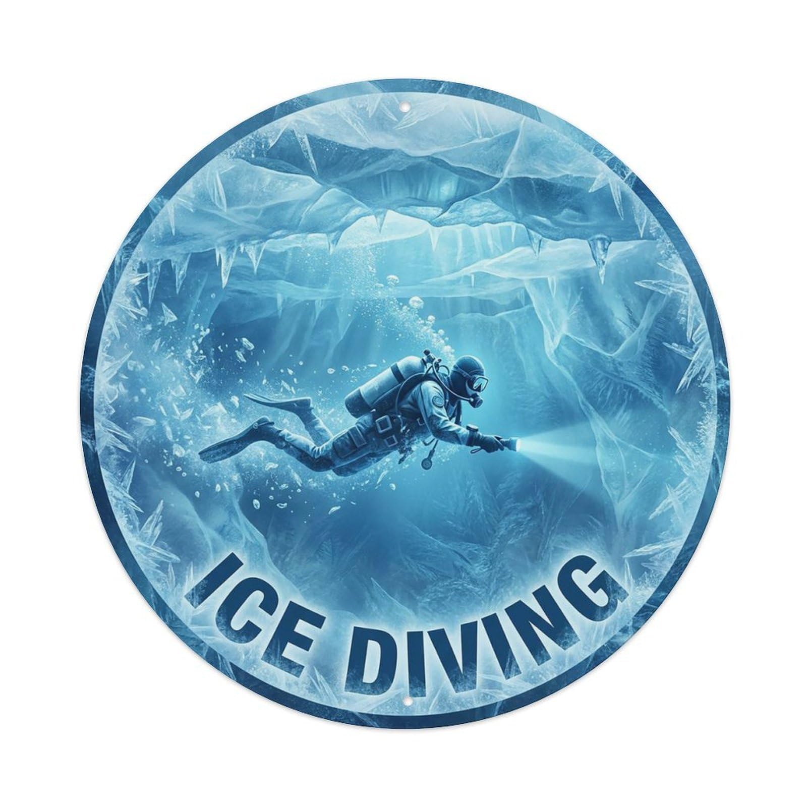 Vintage Ice Diving Extreme Sports Vintage Metal Tin Sign Plaque Wall Decor for Cafe, Club Bar, Office, Garden Metal Poster 8x8Inch