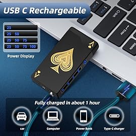 LcFun Electric Lighter Rechargeable USB, Dual Arc Plasma Lighter, Windproof Flameless Electronic Lighters, Pocket Metal Lighters with LED Battery Indication for Candles, Camping (Black Ace)