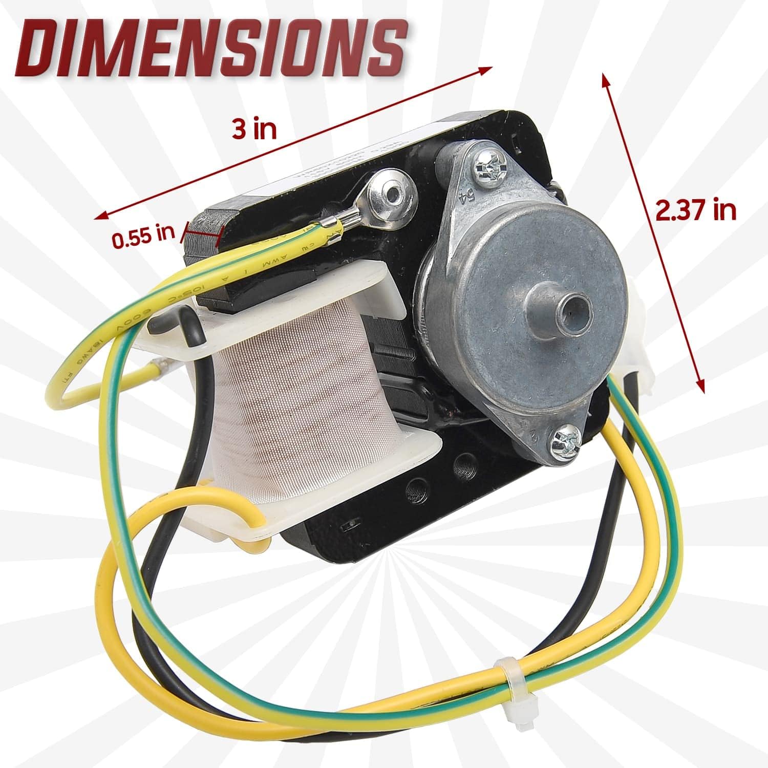 Dimensions of Seentech WR60X10220 Condenser Fan Motor